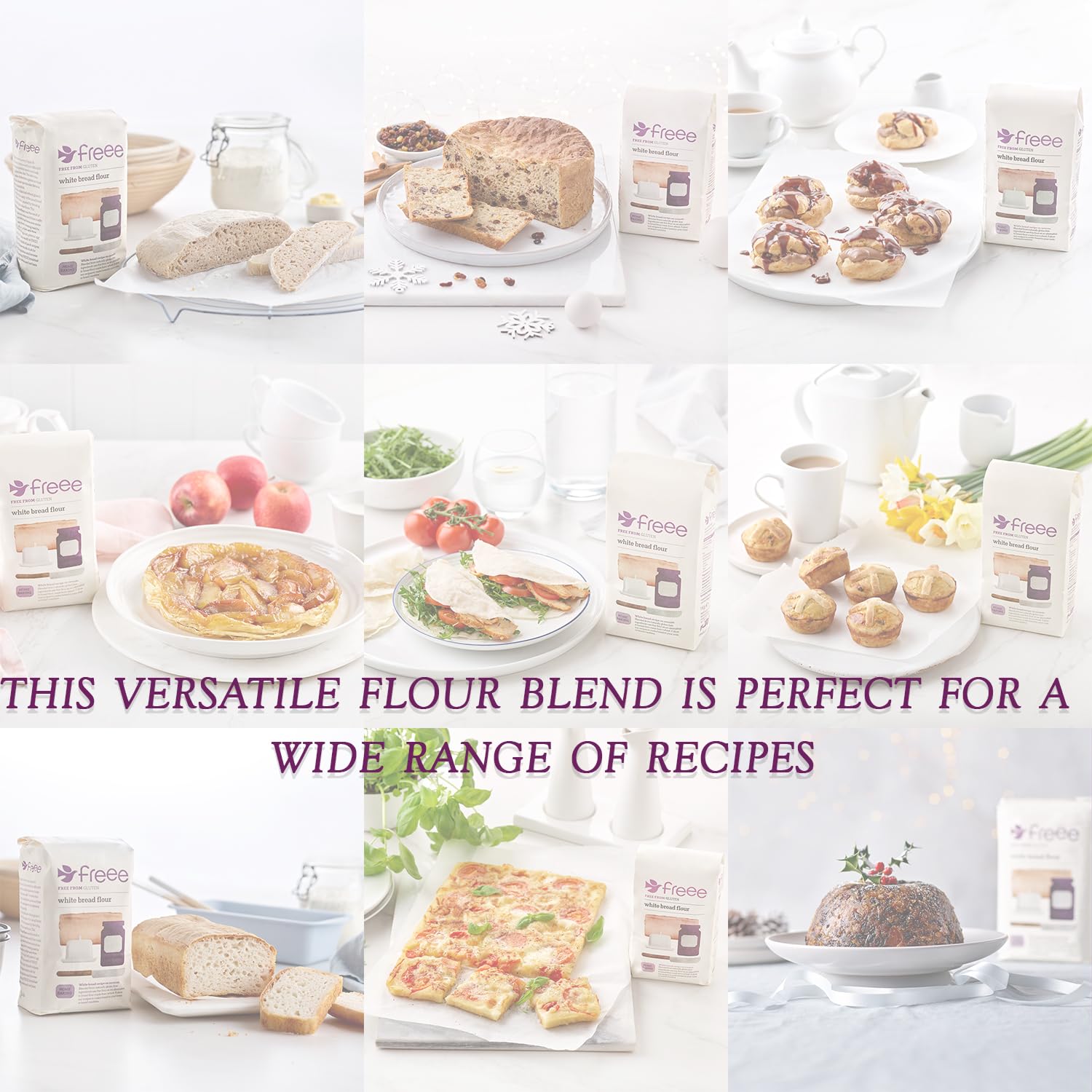 freee Gluten Free White Bread Flour 2.2 lb / 1 kg (Pack of 5) | Premium GF Flour Blend for Baking Breads, Sourdoughs, Rolls & Buns | Xanthan Gum |