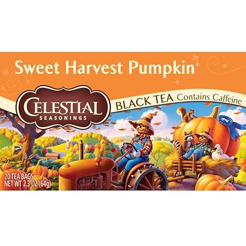 Celestial Seasonings Black Tea,Sweet Harvest Pumpkin, 20 Bags (Pack of 6)