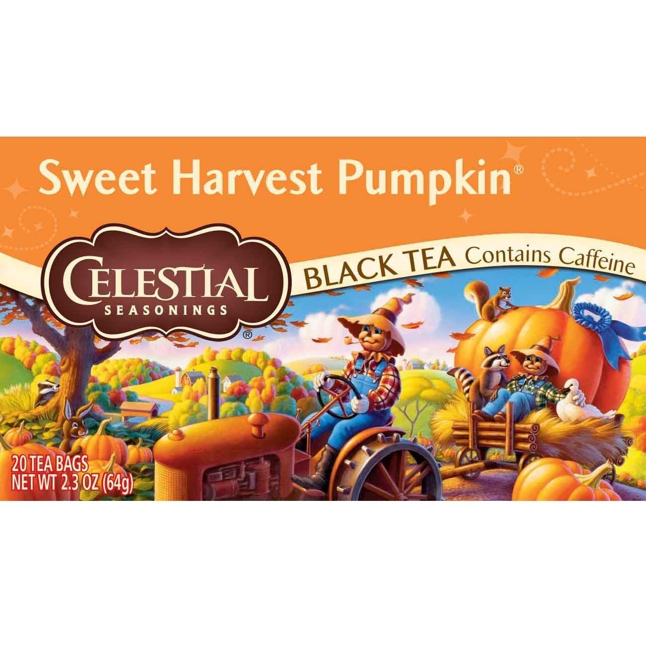 Celestial Seasonings Black Tea,Sweet Harvest Pumpkin, 20 Bags (Pack of 6)