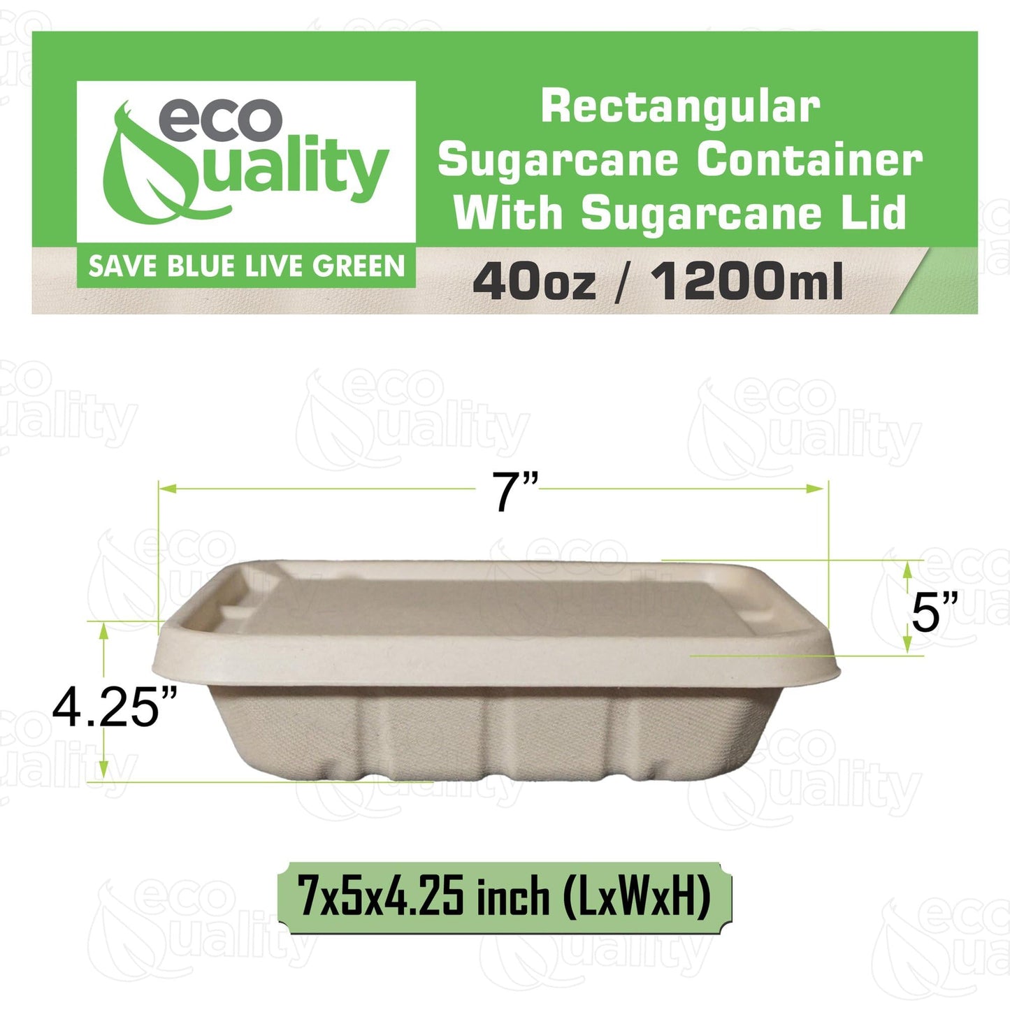 EcoQuality 40oz Disposable Bowls with Fiber Lids - Rectangular Compostable Sugarcane Fiber Biodegradable Paper Bowls Eco-Friendly Take Out Food