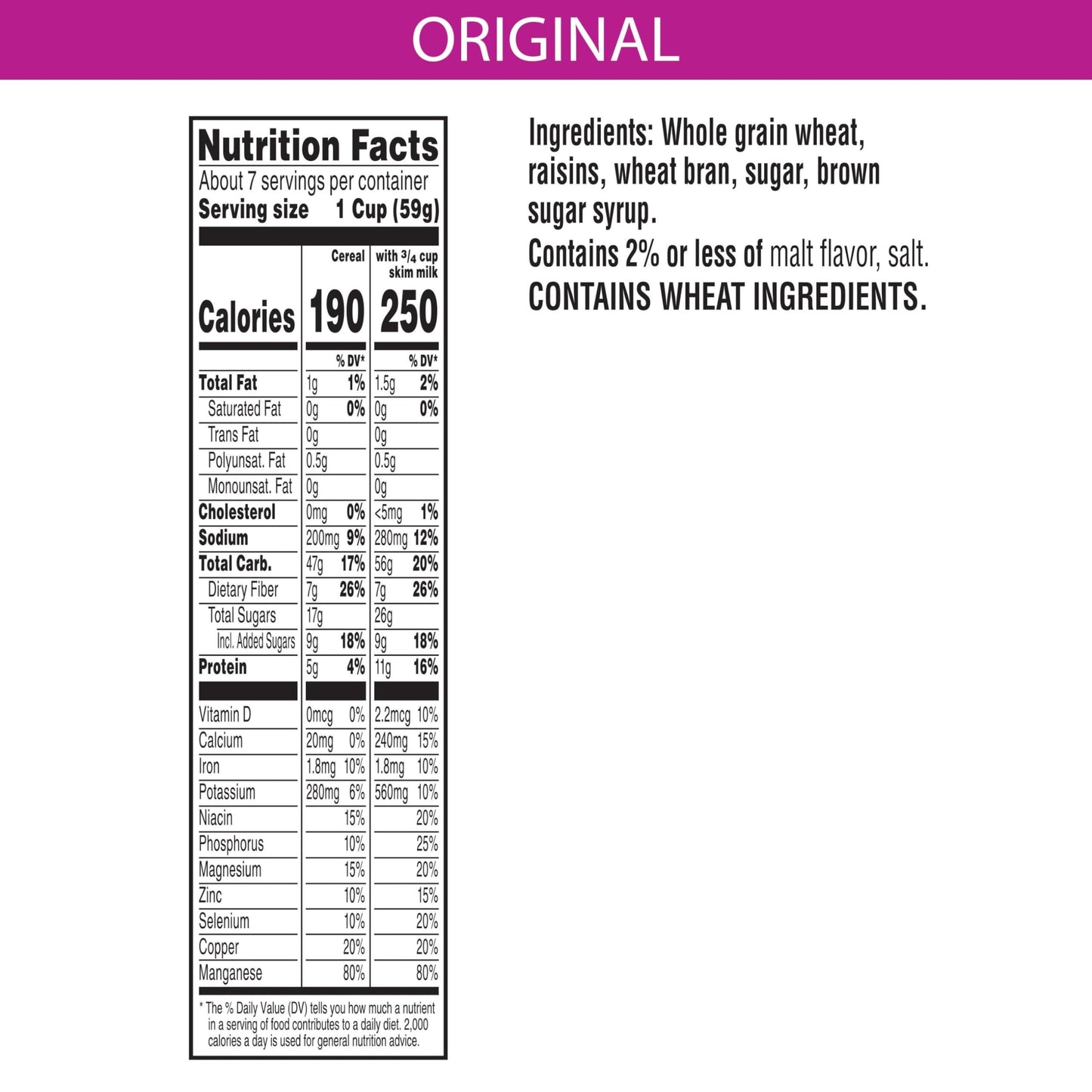 Kellogg's Raisin Bran Cold Breakfast Cereal, High Fiber Cereal, Made with Real Fruit, Original (10 Boxes)