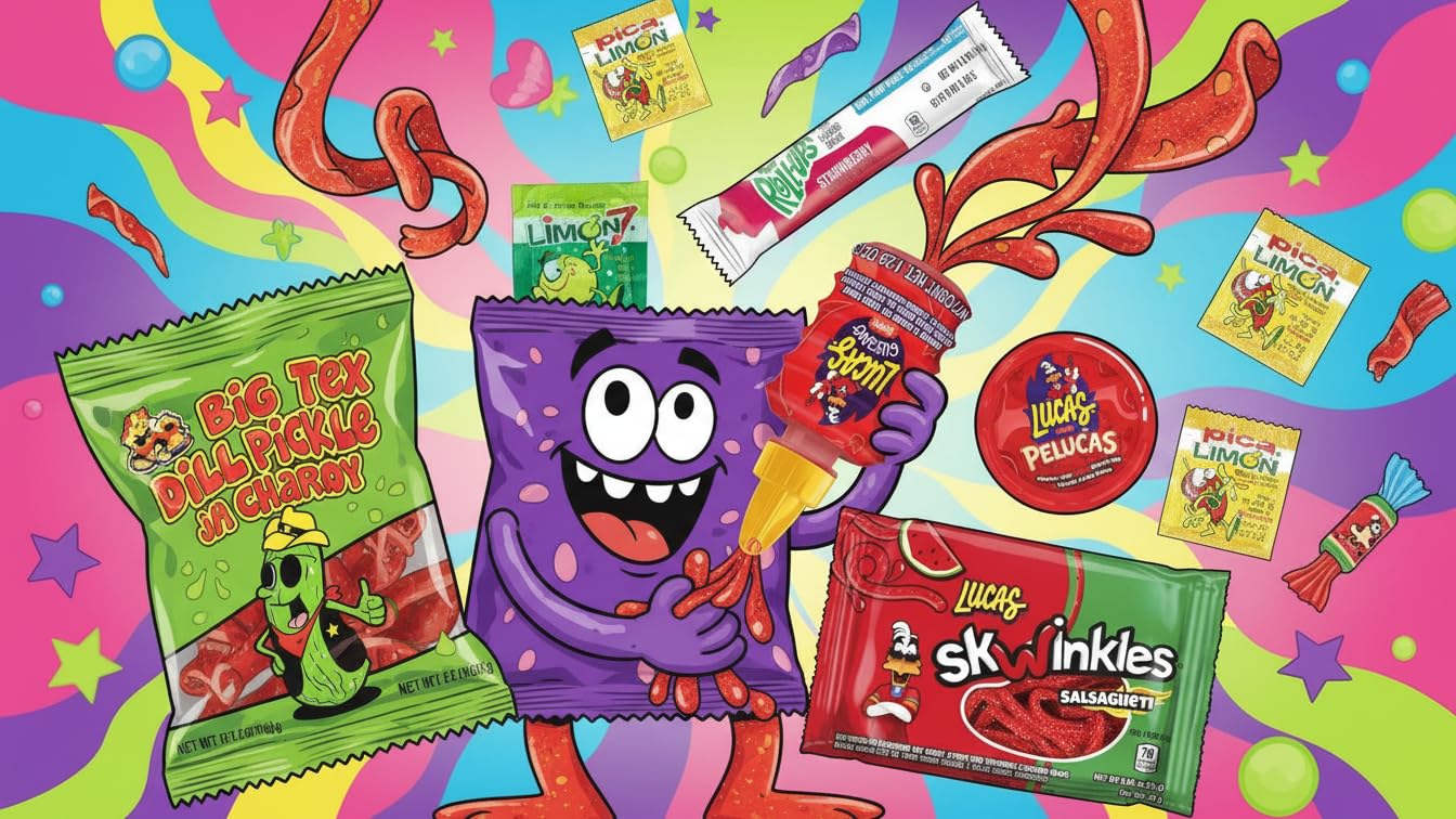 Chamoy Pickle Kit with Candy & Snacks Fruit Rolls, Chips, Lucas Gusano, Skwinkles, Salsagheti 12-Unit Kit