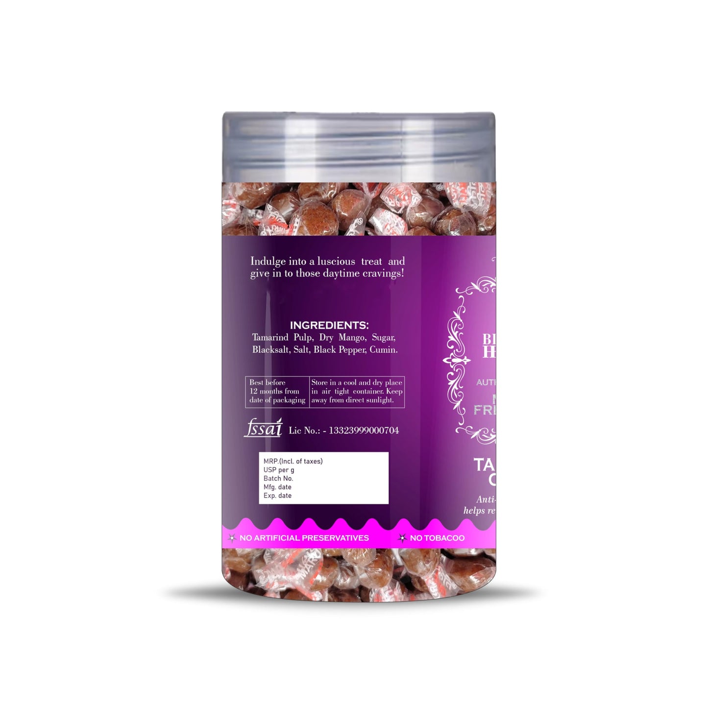 Blessfull Healing Tamarind Candy 5 Oz(Ounce) Airtight Container With Spoon