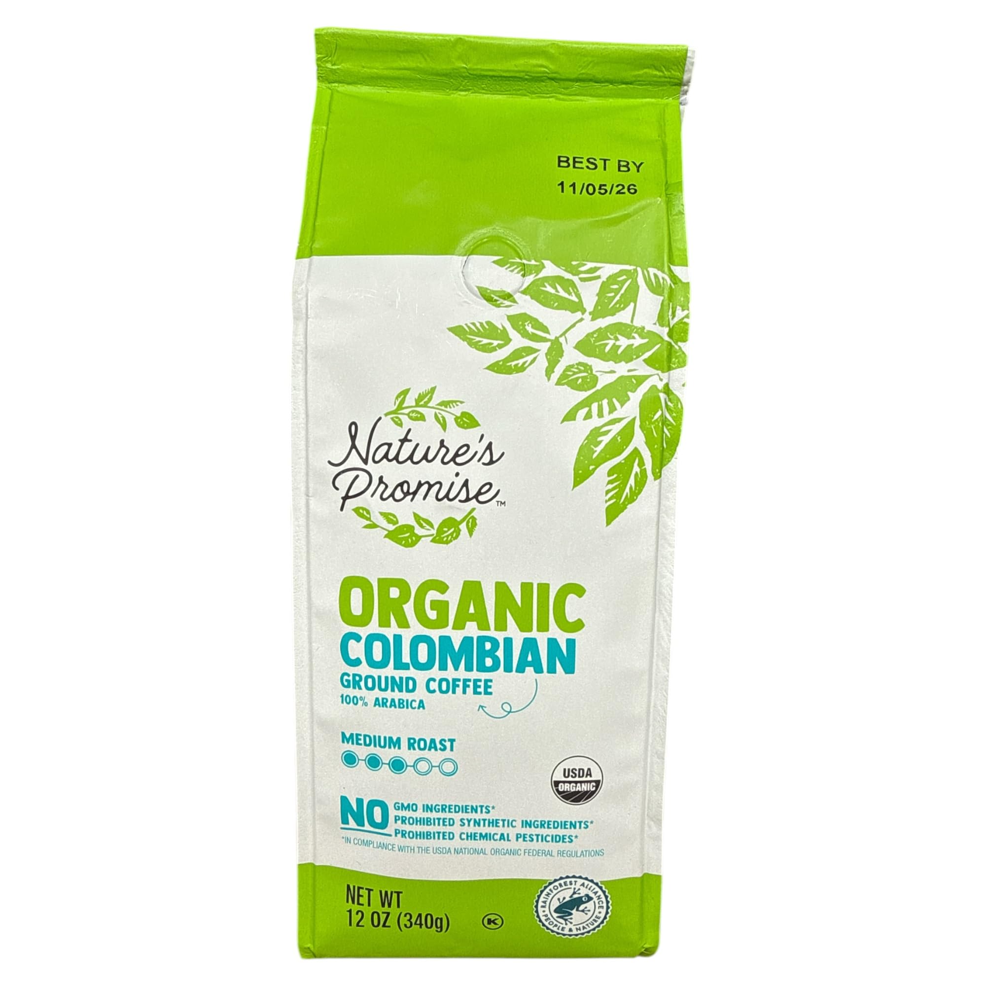 Nature’s Promise Organic Colombian Ground Coffee, 100% Arabica Medium Roast, 12 oz
