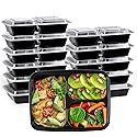 MUCHII 32 oz 3 Compartment Meal Prep Containers With Lids 20 Count To Go, Plastic Disposable Food Containers Microwave and Freezer Safe