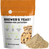 Kate Naturals Brewers Yeast Powder for Lactation Support & Nursing Moms. Debittered Brewer's Yeast for Lactation Cookies (12oz, Gluten Free, Non-GMO)