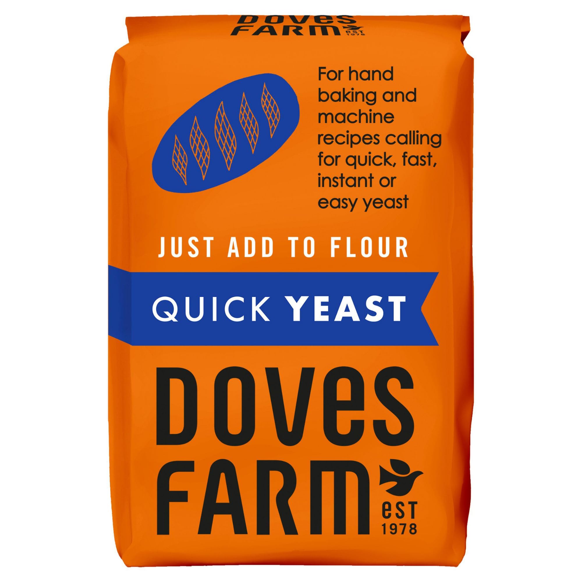 Doves Farm Quick Yeast 4.41 oz (125g) - Fast Acting Gluten Free Yeast for Baking Bread, Pizza Dough, Rolls | For Hand Baking and Bread Machine |