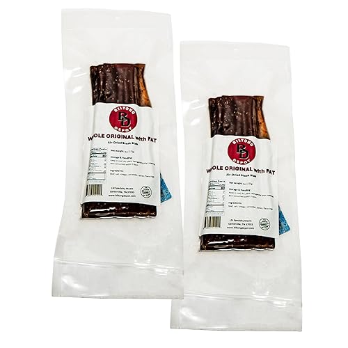 Biltong Depot Original Beef Biltong Slab with Fat - 1lb (2 x 8oz Slabs) | Air-Dried Beef Jerky Snack | High Protein | Zero Sugar | Keto & Paleo