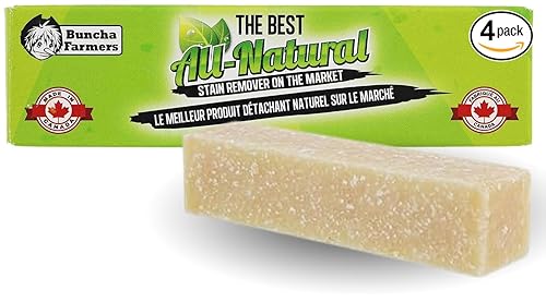 BunchaFarmers Stain Remover Stick - All Natural, Biodegradable, Eco-Friendly - Made in Canada - 4 Pack (1.76 oz Each) - Includes bonus travel size