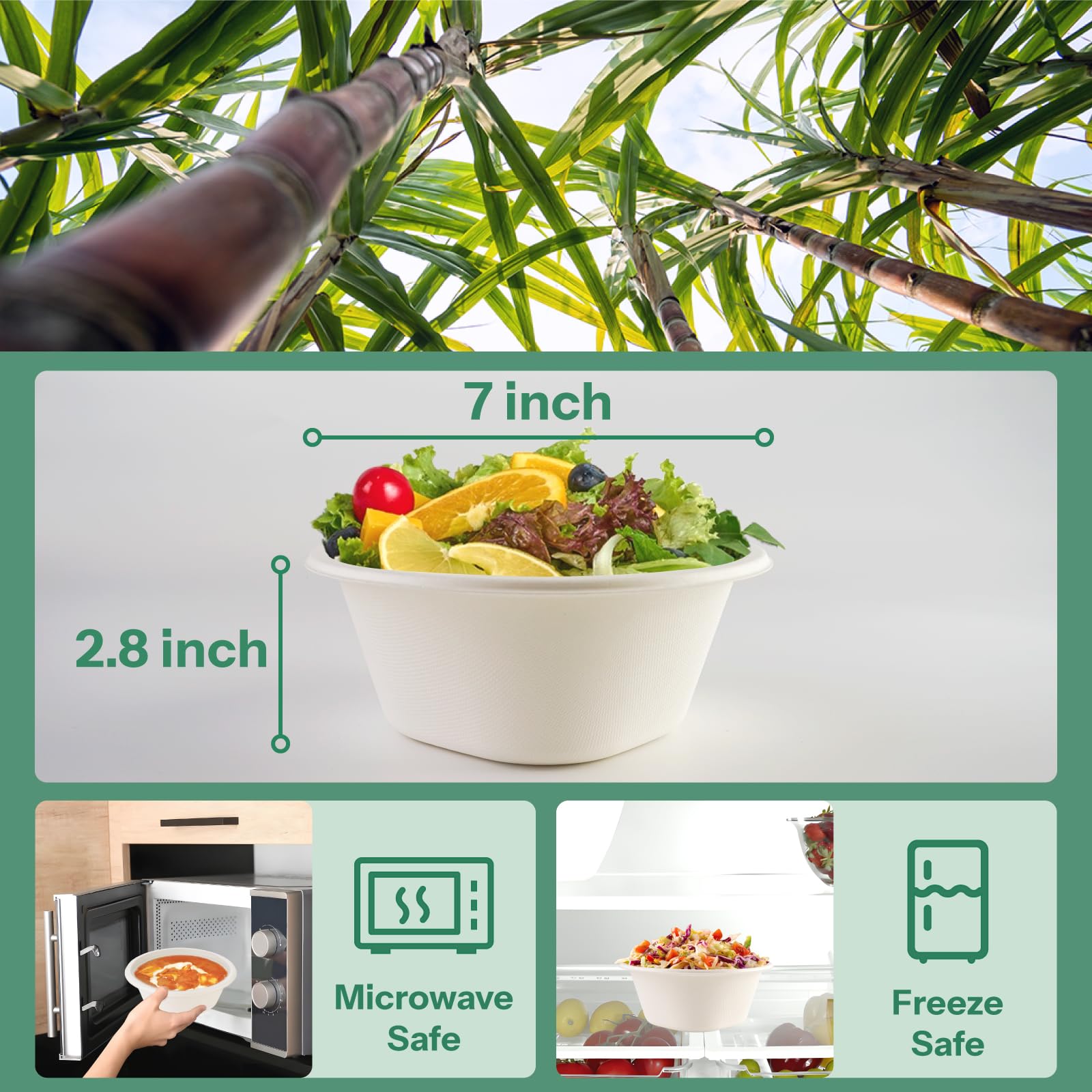 Homestockplus Disposable Soup Bowls 32 Oz [50 Pack] - Heavy Duty Deep Paper Bowls, Leakproof Compostable Containers for Ramen, Chili & Catering