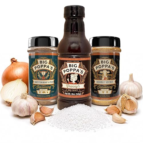 Big Poppa’s Steakhouse Grill Bundle - Savory BBQ Rubs & Championship BBQ Sauce Kit for Beef, Chicken and Pork - Balanced, Juicy Flavor for Steak