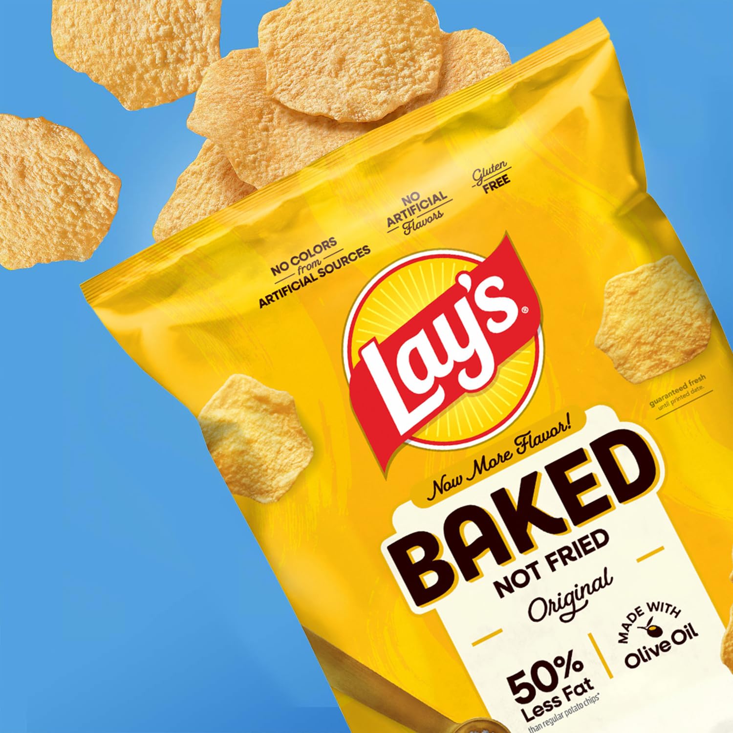 Baked Lay's Potato Chips, Original, 0.875 oz Bags, (60 Pack), 50% Less Fat, Gluten Free, No Artificial Flavors, No Colors from Sources