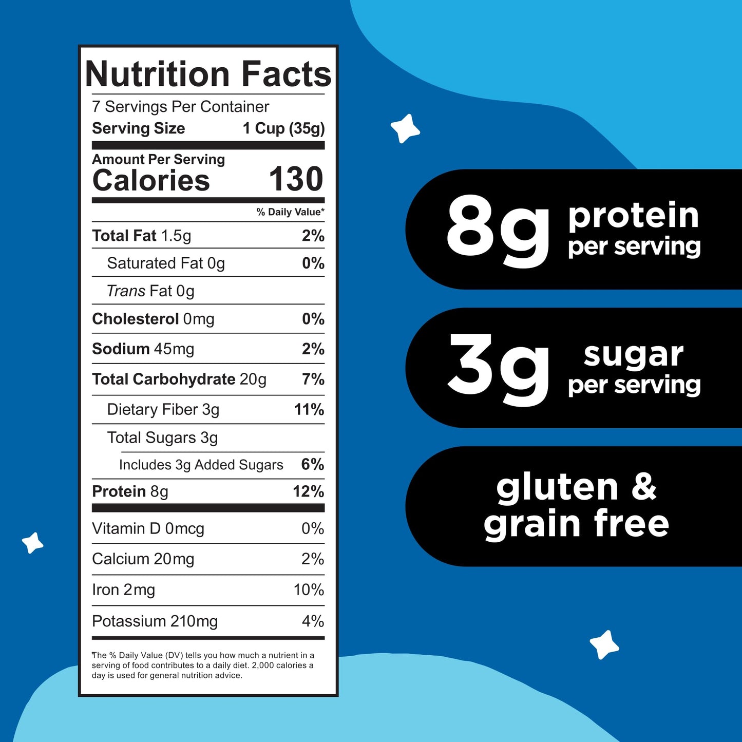 Three Wishes Grain-Free Protein Breakfast Cereal - 8g Protein and 3g Fiber - Healthy, Low-Sugar Breakfast Cereal, Gluten Free, Vegan-Friendly, Non-GMO