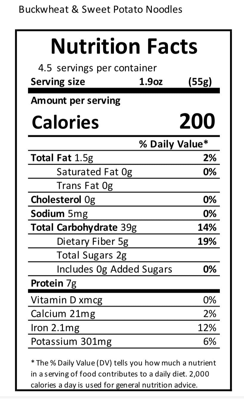 3-PACK, Buckwheat & Sweet Potato Pasta Noodles, Organic & Gluten-Free- 1.65lb/, 3 servings per package