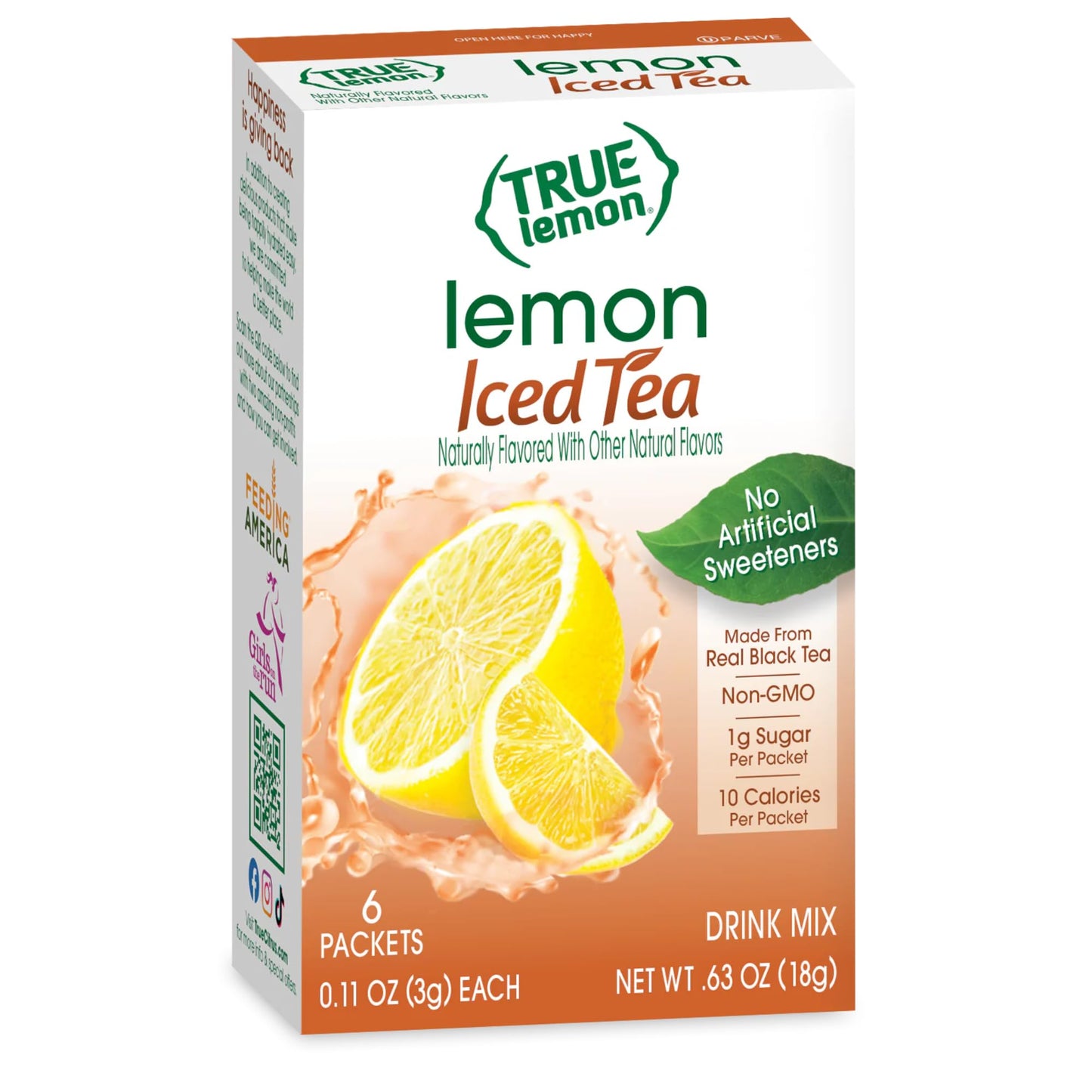 LEMON ICED TEA MIX by TRUE LEMON | Instant Powdered Drink Packets That Quench YOUR Thirst, Mouth Watering True Citrus LEMON (ICED TEA), 6 Count (Pack