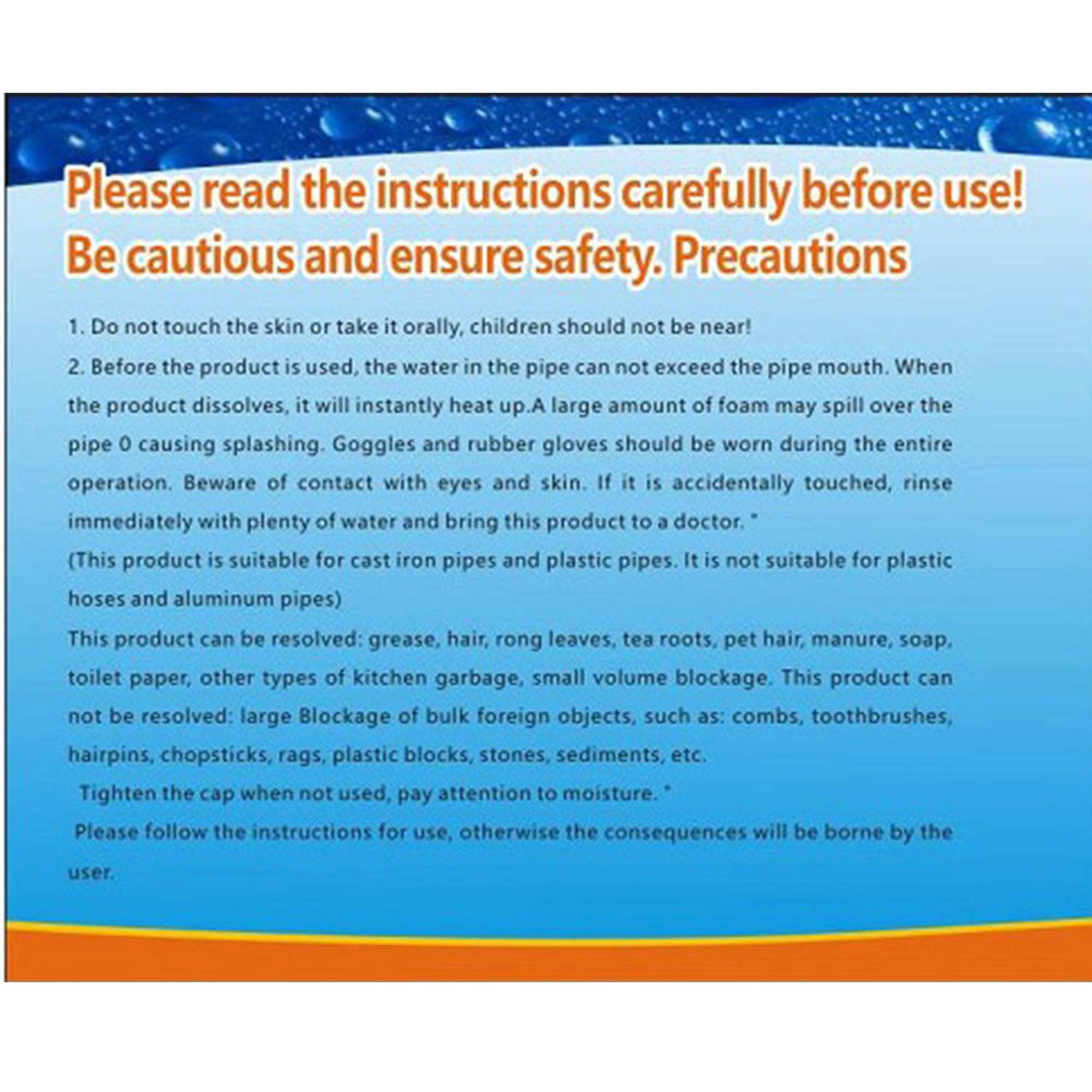 Ifish Pipe Dredge Deodorant, Powerful Sink and Drain, Fast Strength Bubble Bombs Foaming Powder Drain Clog remover for Kitchen