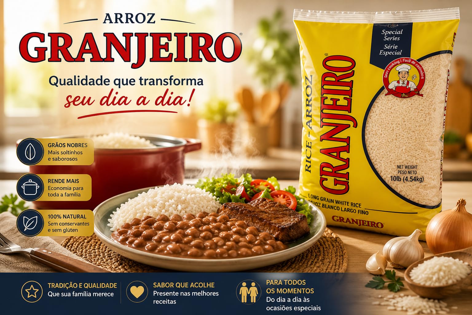 Brazillian Long Grain White Rice 10lbs - Granejiro