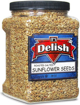 Gourmet Roasted Salted Sunflower Seeds by It's Delish, 38 Oz Jumbo Container (Jar) - Bulk Shelled Sunflower Seeds Kernels with Sea Salt - Crunchy