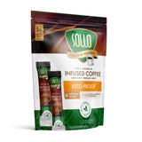 SOLLO Keto Infused Instant Coffee sticks, 0 g CARBS, Coconut MCT Oil, Freeze Dry 100% Arabica, 24 per pack.