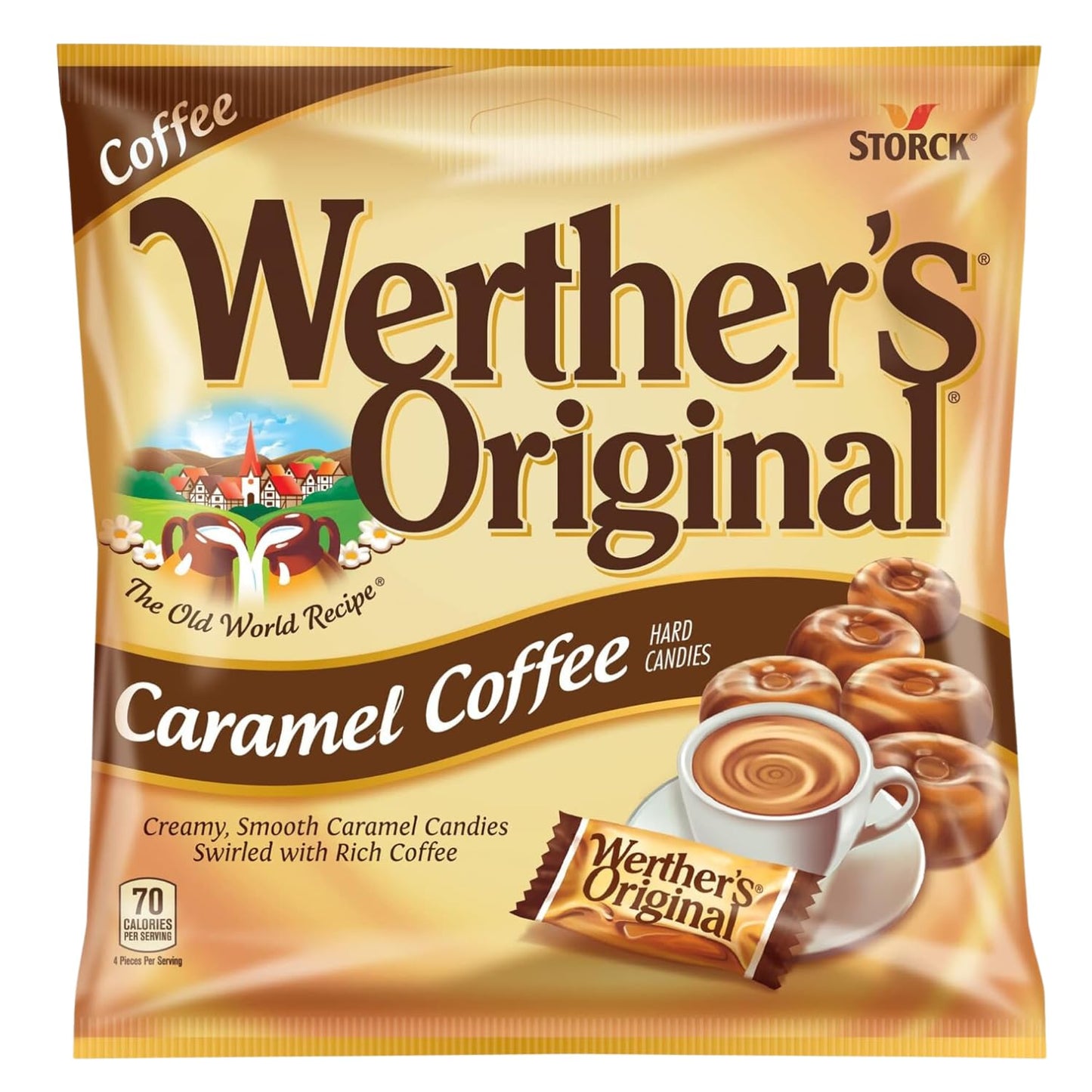 Caramel Candy 4 Pack (All 2.65oz - Original, Apple, Coffee, Creamy) with 2 Gosutoys Stickers