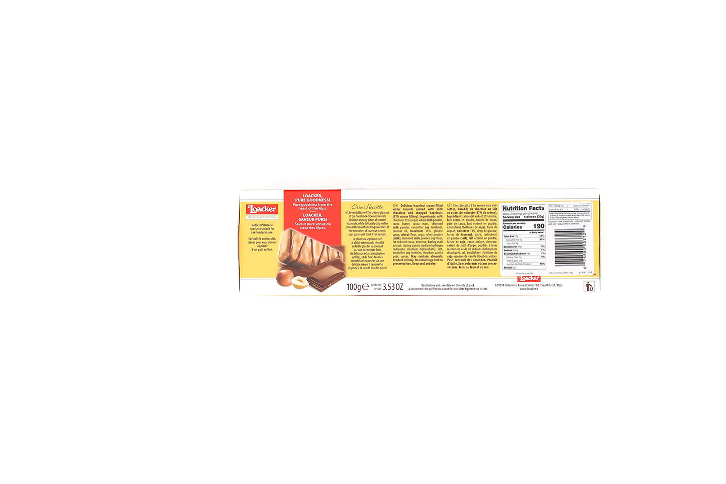 Loacker Patisserie Crème 100goz., Noisette, 3.53 Ounce
