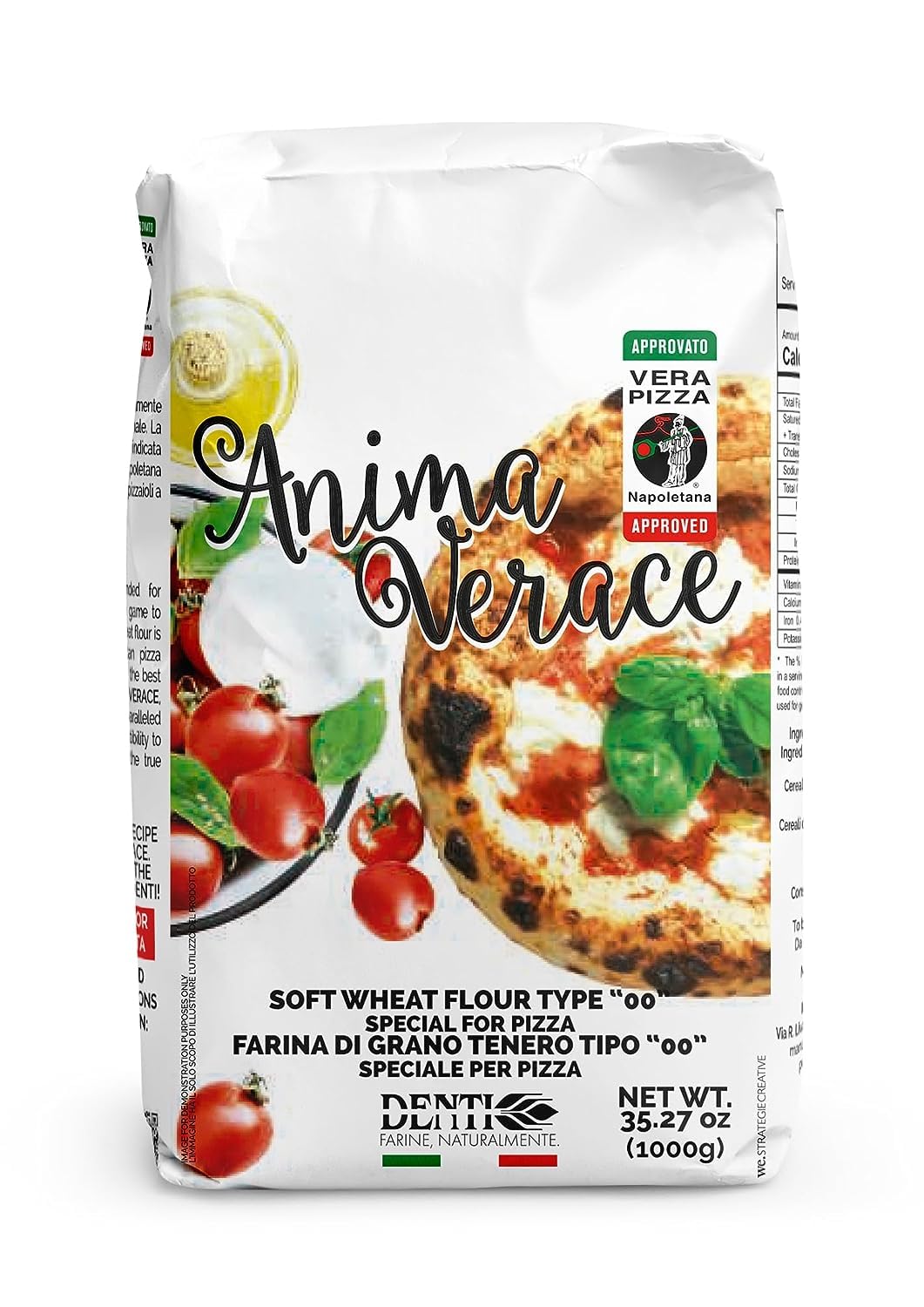 (5Kg. Bag) Anima Verace - Flour for Pizza Napoletana (00 Pizza Flour, Non-GMO, Kosher, All Natural, UnBleached, 100% Italian Soft Wheat) 11 Lb.