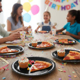 Fun Express Black Round Paper Dinner Plates - Stylish, Round, Solid Tableware for Parties & Events - Perfect for Serving Appetizers, Main Dishes - 24
