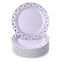 Silver Spoons Disposable Plates For Party - (20 Piece) Heavy Duty Disposable Dinner Set 7.5” , Fine Dining Plastic Dishes For Elegant China Look