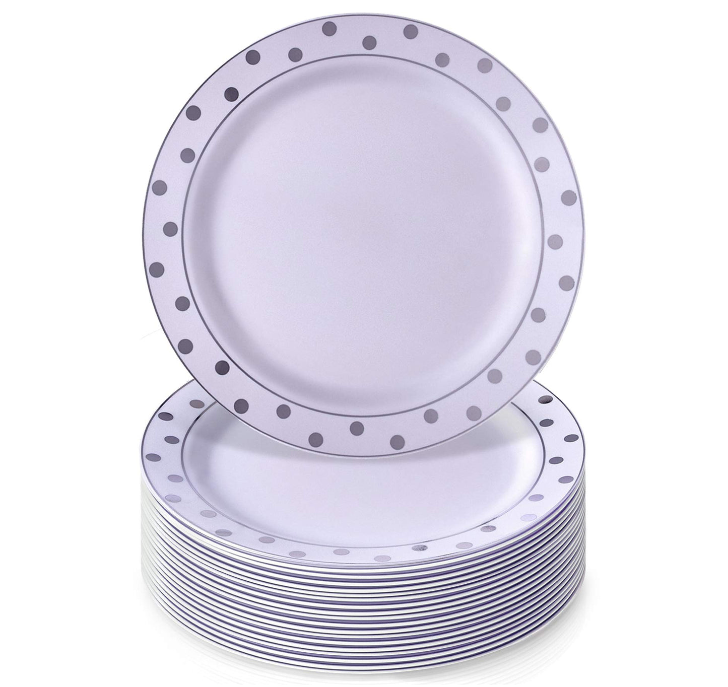 Silver Spoons Disposable Plates For Party - (20 Piece) Heavy Duty Disposable Dinner Set 7.5” , Fine Dining Plastic Dishes For Elegant China Look