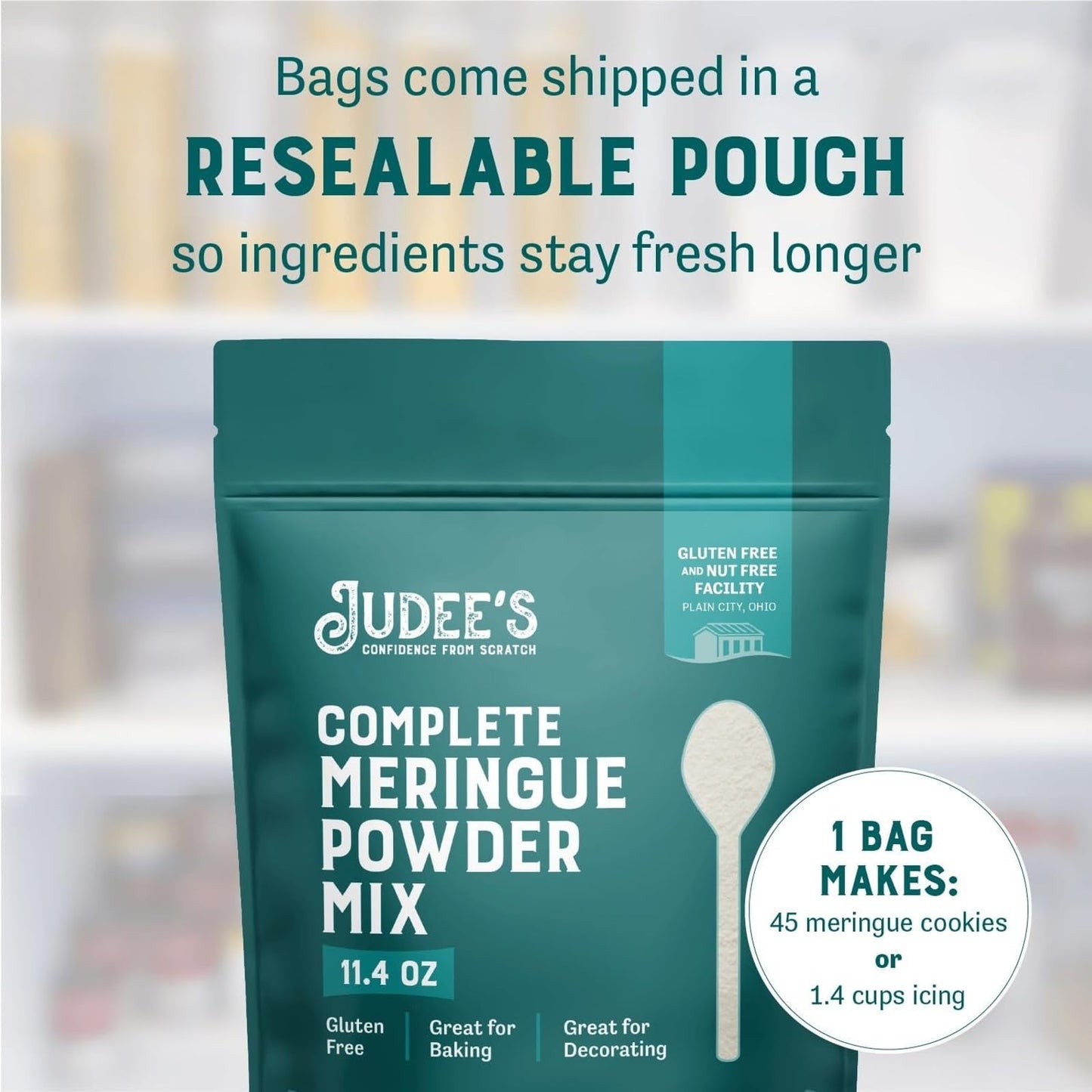 Judee's Gluten Free Complete Meringue Powder Mix - Royal Icing Mix & Cookie Decorating Supplies - Meringue Powder for Cookies & Pies - 11.4 Oz