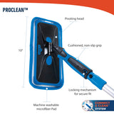 Unger Professional Indoor Window Cleaning Kit with 2' Pole - Swivel Head Pad Washer for Glass, Mirrors & Flat Surfaces, Streak-Free Results, 2