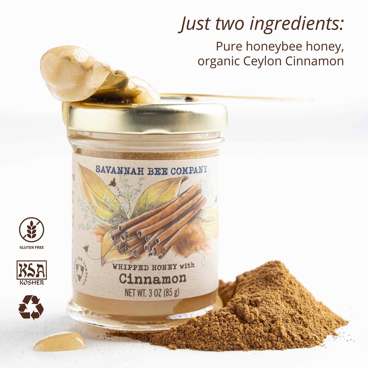 Savannah Bee Company Honey Sample Set - Whipped Honey - Original, Chocolate, and Cinnamon
