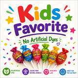 Super Gum Pops - 50 Count - No Artificial Dyes - Over 2 Pounds Lollipops With Gum - Cherry, Passionfruit, Mango, Watermelon, and Tropical Punch