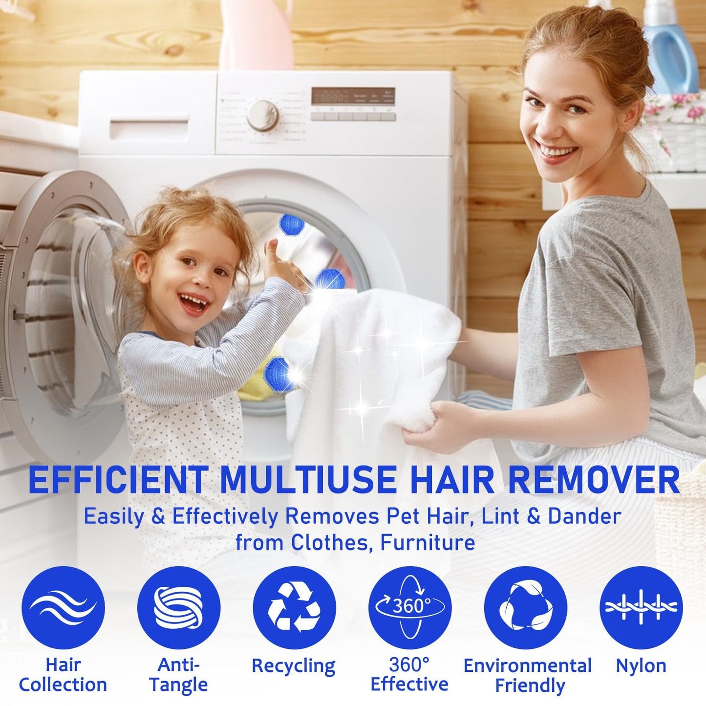 12 PCS Pet Hair Remover for Laundry, Washing Machine Fur Catcher, Effective Cat Dog Laundry Pet Hair Catcher for Clothes, Sheets, Towels, Fleece