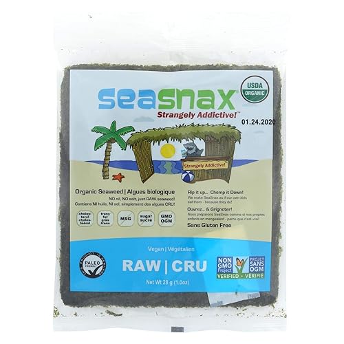 SeaSnax Raw Raw Raw Seaweed Snack, 1 Ounce -- 16 per case.