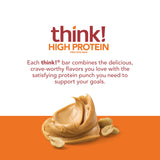 think! Protein Bars, High Protein Snacks, Gluten Free, Kosher Friendly, Creamy Peanut Butter, Nutrition Bars, 2.1 Oz per Bar, 12 Count (Packaging May