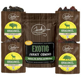 Jerky.com Exotic Jerky Variety Pack | 4pc Wild Game Snacks Sampler with Venison, Elk, Buffalo & Wild Boar | High Protein, Keto, Exotic Jerky Gifts