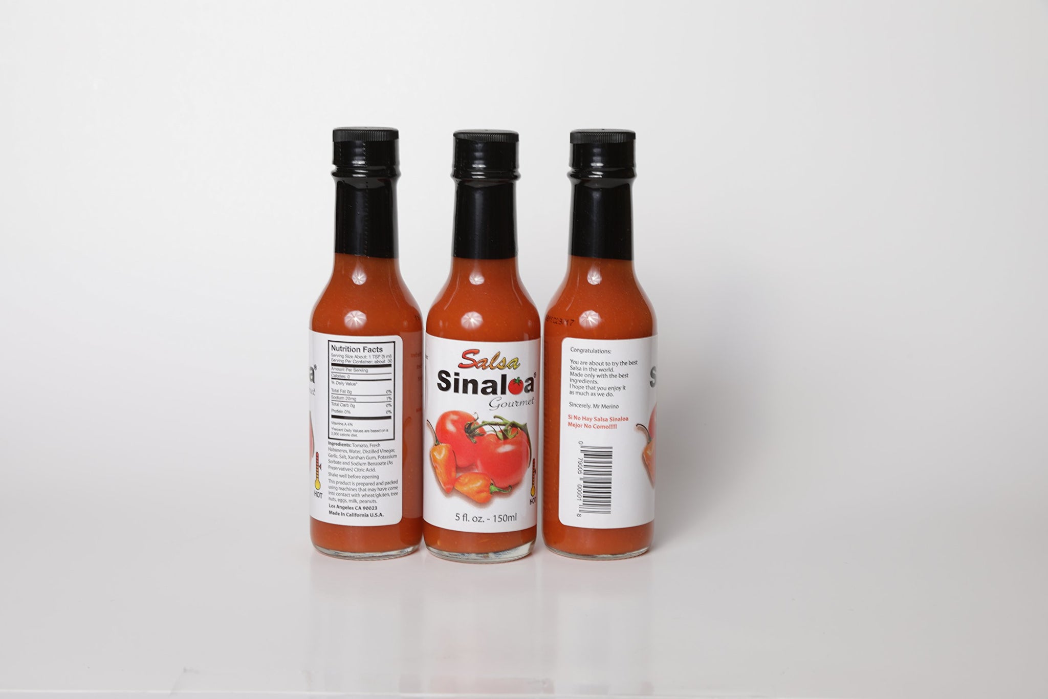 Salsa Sinaloa Gourmet Hot Sauce set of 3 (3 Bottles)