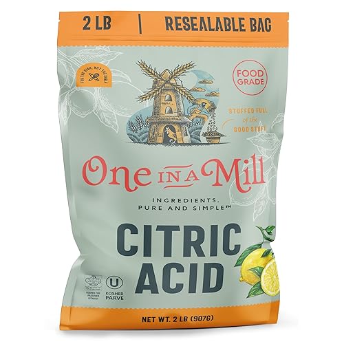 ONE IN A MILL Citric Acid Powder 2LB | Food Grade for Cooking, Baking, Canning, and Cheese Making | All-Natural Preservative & Flavor Enhancer | DIY