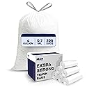 Plasticplace 4 Gallon White Drawstring Trash Bags, 200 Count (Pack of 1) - 0.7 Mil Leak-Proof Garbage Liners for Small Trash Can, Bathroom, Kitchen