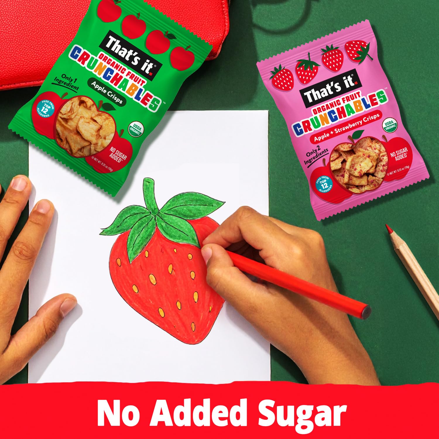 That’s it. Organic Fruit Crunchables Variety (21-Pack) - 100% Plant-Based Fruit Snacks, Non-GMO, Gluten Free, No added Sugar, Healthy Snack for Kids