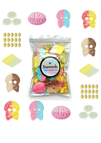 Bubs Swedish Candy Mix- 1.1lb Sweet and Sour Candy Variety Pack- Colorful Shapes, Foamy & Fruity Swedish Gummy Candy Bulk in Resealable Pouch