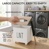 CHONIC Lint Bin for Laundry Room, Farmhouse Lint Box, Wooden Lint Holder with Lid, Lint Container for Laundry Room Decor, Dryer Lint Trash Can
