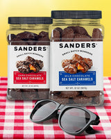 Sanders Milk Chocolate Sea Salt Caramels (32 oz Tub) - Handcrafted Small Batch Slow Cooked Caramel, Sea Salt Chocolate with Rich Indulgent Flavor