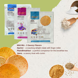 Chaakri Khakhra Roasted Crispies - 3 Pack, Whole Grain, Ready to Eat Savory Snacks, Non-GMO, Vegan (Mild Mix)