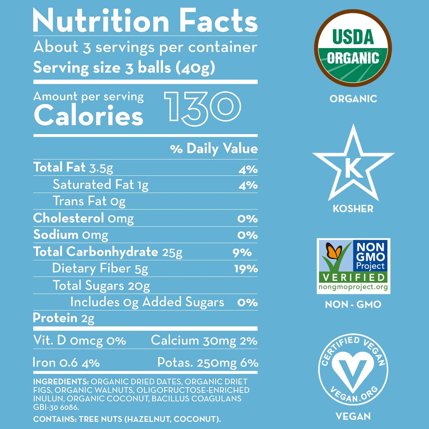Sunny Fruit 100% RAW Fruit & Nut Snacks, Fig & Walnut, 1-Pack (9 Balls Per Bag) | No Sugar Added | Healthy, Convenient, On-the-Go Energy Balls |