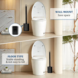 Silicone Toilet Brush and Holder Set, Toilet Brushes with Ventilated Holder, Wall Mounted Toilet Bowl Brush with Long Handle Bendable Brush Head