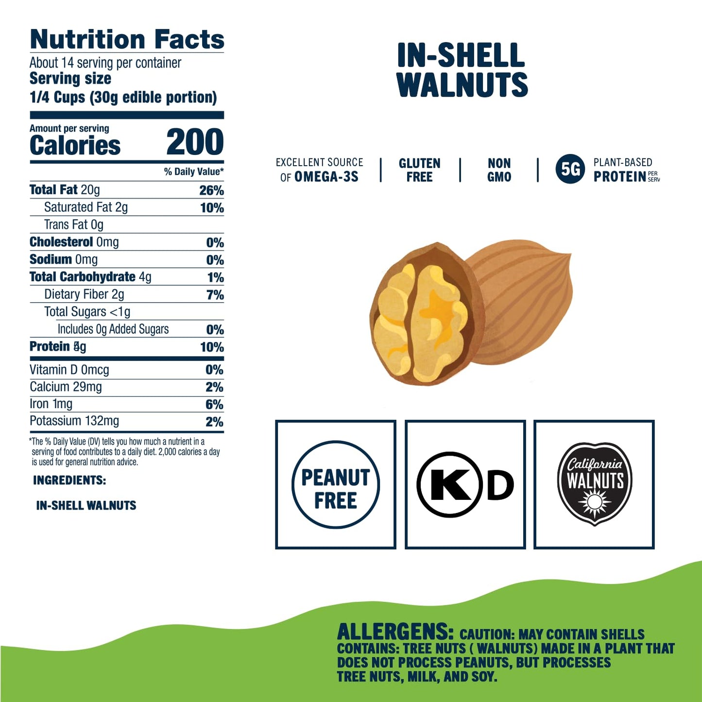 Go a Little Nuts California In-Shell Walnuts, 2 lb. Bag, Farm Fresh, Non-GMO, Kosher, Heart-Healthy Omega-3, High Protein, Vegan Snack