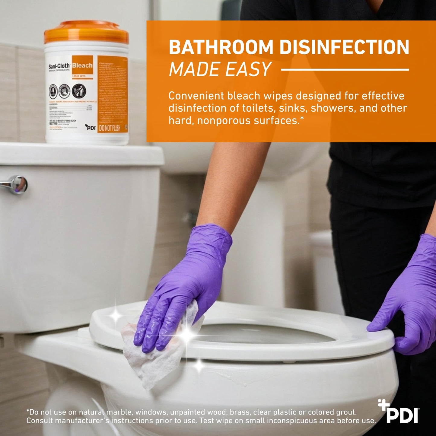 PDI Sani-Cloth Bleach Disinfecting and Cleaning, 160 Count Canister, Medium 6" x 5" Wipes, Hospital-Grade Bleach for Healthcare, Vet, and C. Diff
