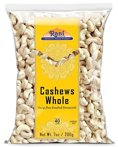 Rani Raw Cashews Whole (uncooked, unsalted) 7oz (200g) ~ All Natural, No Preservatives | Vegan | NON-GMO | Kosher | Gluten Friendly